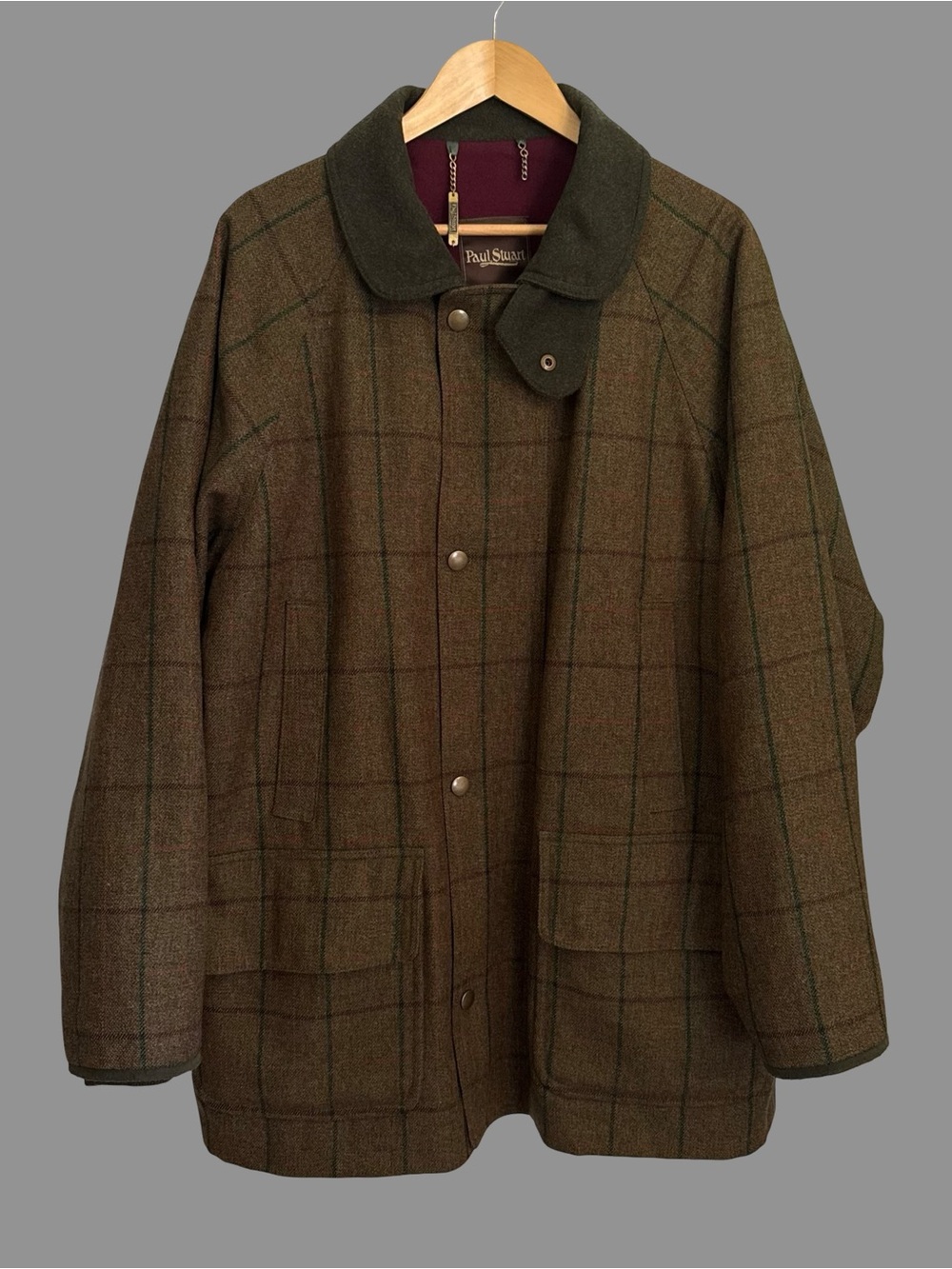 Paul Stuart Men’s Brown Plaid Short Hunting Chore Wool Coat L ($2600)